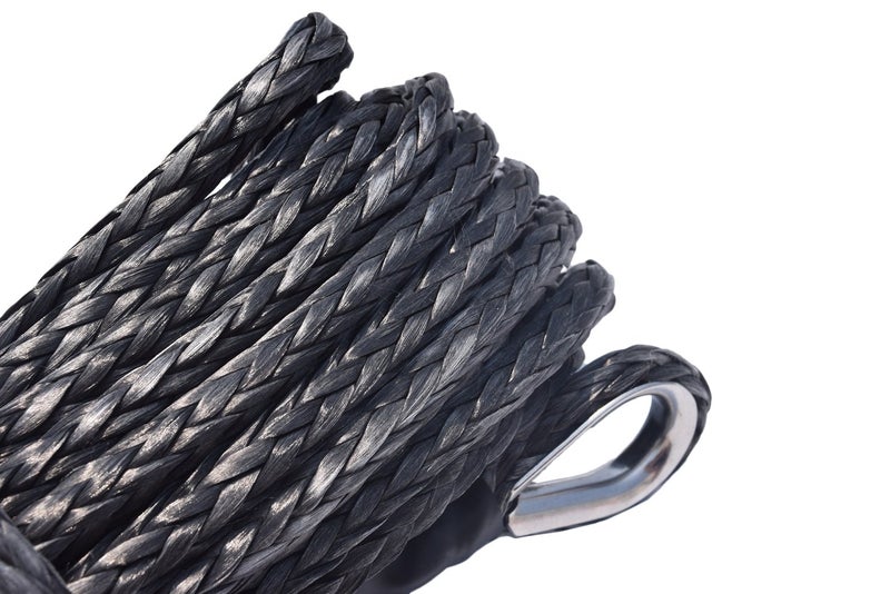 QIQU 10mm3/8 inch Synthetic Winch Rope Extension with Two Loops (3/8"*85ft, Black) - Image 2